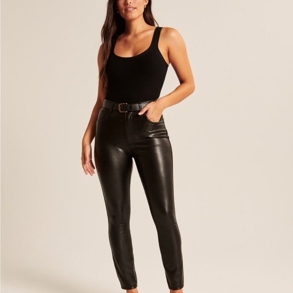 Vegan Leather High Rise Skinny Pants - Picture 3 of 7